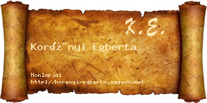 Korényi Egberta névjegykártya
